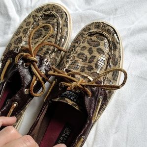 Sperry Topsider Sequin Leopard Print Boatshoe